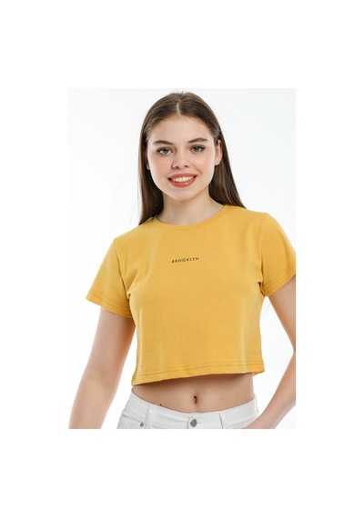 Kadın Bisiklet Yaka Regular Fit Brookyn Baskılı Tişort Spr21y14 001