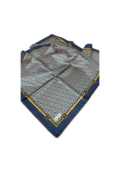 Levidor Twill İpek Eşarp-0943 Lacivert-Gold