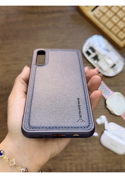 Samsung Galaxy A70 Uyumlu Premium Deri Dokulu Darbelere Karşı Dayanıklı Nazal Silikon Kılıf Lacivert