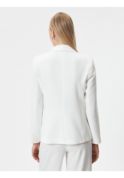 Koton Blazer Ceket Tek Düğmeli Kapaklı Cepli Kırık Beyaz 4sak50016uw 4SAK50016UW001 Ekru