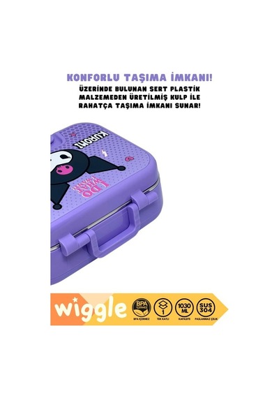 Kuromi Bento Çift Bölmeli Beslenme Kutusu Çelik 3471 Çok Renkli