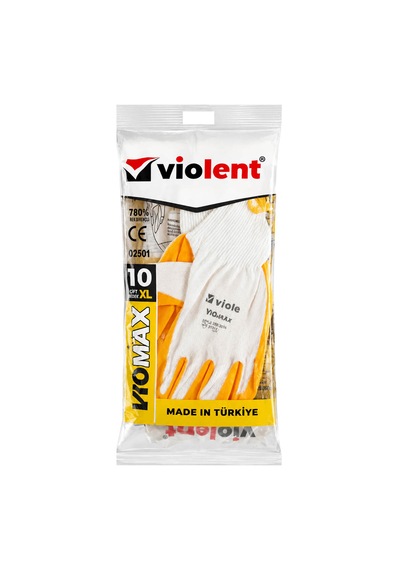 Violent Viomax 2501 Nitril Örme İş Eldiveni No:10 Sarı Beyaz Tek Çift