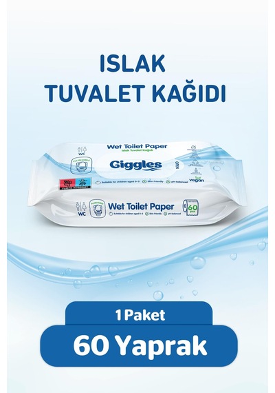 Giggles Islak Tuvalet Kağıdı Suda Çözünen Tuvalete Klozete Atılabilir Mendil 1 Paket 60 Adet