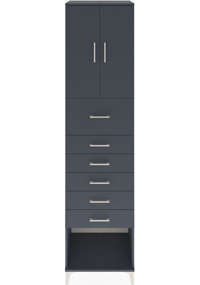 Hyperion Dolap 2 Raflı 6 Çekmeceli 2 Kapaklı 60x44x243 Antrasit-antrasit Antrasit