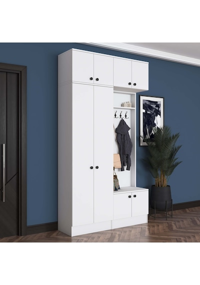 Rani Ea145 Modern Portmanto Askılı Ayakkabılık Vestiyer Beyaz