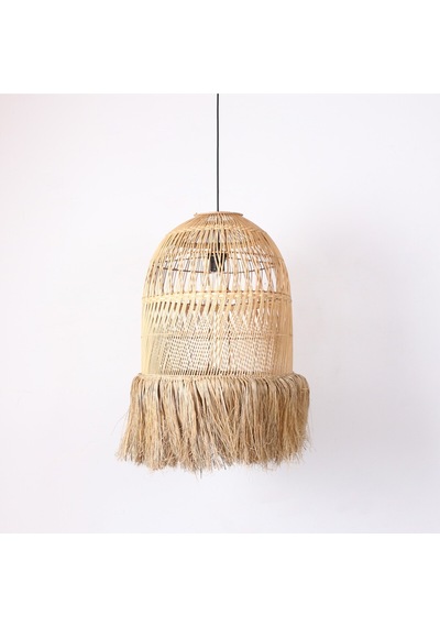 Rattan Meğri Avize 40x65 Cm Bej
