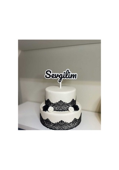 2 Adet Sevgilim Yazılı Pasta Süsü Cake Topper Seti - Yıl Dönümü Ve Sevgililer Günü Dekoru