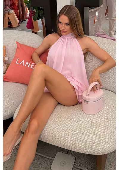 Dasha Pileli Mini Elbise - Pembe