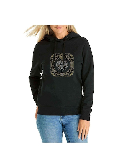 Burç Koç Aries Baskılı Siyah Kadın Kapşonlu Sweatshirt