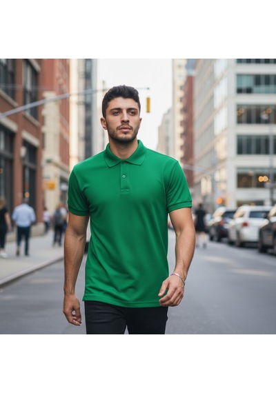 Bite Nose Renk Seçenekli Erkek Polo Yaka Tişört Günlük & Şık Pamuklu Slim Fit Açık Yeşil