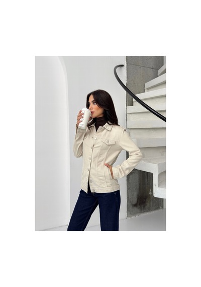 Kene Jeans Kadın Boyfriend Taş Keten Ceket Taş