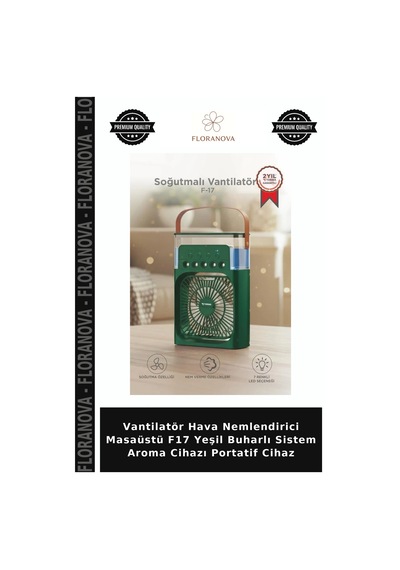 Vantilatör Hava Nemlendirici Masaüstü F17 Yeşil Buharlı Sistem Aroma Cihazı Portatif Cihaz