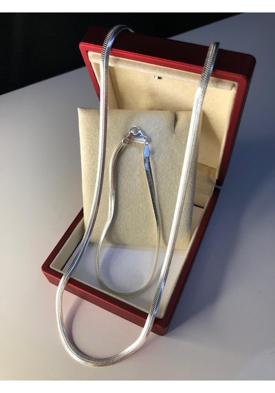 3.5mm İtalyan Bombeli Ezme Set 925 Gümüş Işıklı Kutuda Sevgiliye Eşe Babaya Bileklik Kolye