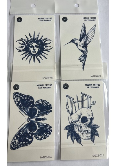 Gökyüzü 4 Adet Minimal 11x8 Cm 3 Hafta Kalıcı Yarı Kalıcı Geçici Dövme