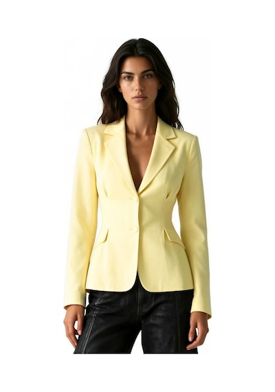 Hiccup Pucka Kadın Krep Blazer Ceket Limon Sarısı