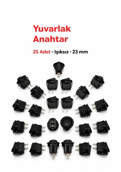 Yuvarlak Anahtar On-off 2 Pin 23 Mm Siyah Işıksız 25 Adet Aç Kapa Switch Mini Buton 6a 220v Ac - 10a 125v Ac Yuvarlak Anahtar On-off 2 Pin 23 Mm Siyah Işıksız 25 Adet Aç Kapa Switch Mini Buton 6a 220v Ac - 10a 125v Ac