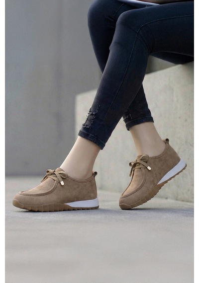 Tw Tonny White New York 057 Kadın Renkli Tabanlı Sneaker Yürüyüş Ayakkabısı Bej