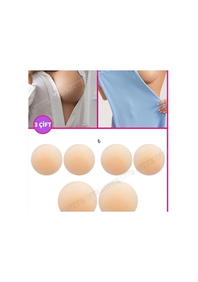 Mucit Home 3 Çift Silikon Göğüs Ucu Gizleyici Ve Kapatıcı Kadın Meme Ucu Kapatıcı Gizleyici Bej