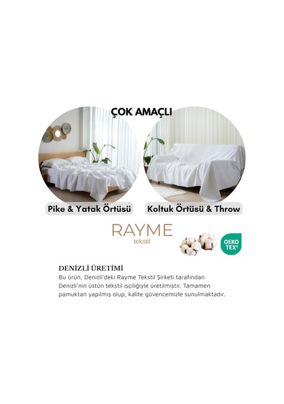 Lexroo Rayme Tekstil - 100% Pamuk Pike Yatak Örtüsü Waffle Dokuma Tek Kişilik Pike 160x240 Cm Çok Renkli