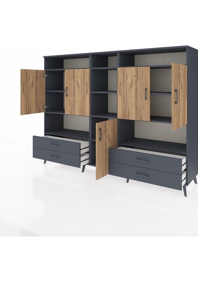 Hyperion Dolap 12 Raflı 4 Çekmeceli 5 Kapaklı 220x44x163 Antrasit Antrasit-çam/antrasit Hyperion Dolap 12 Raflı 4 Çekmeceli 5 Kapaklı 220x44x163 Antrasit Antrasit-çam/antrasit