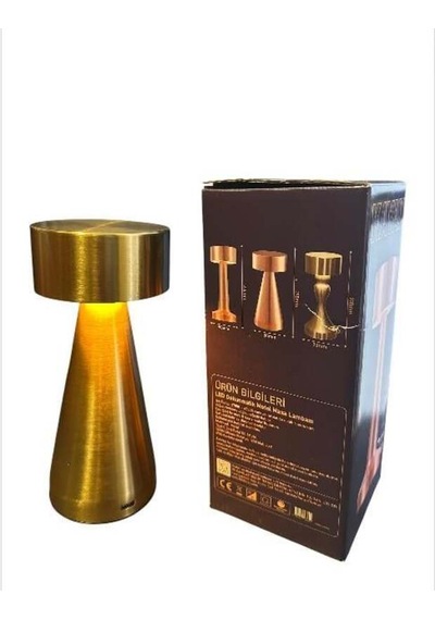 Modern Dekoratif Fener Model Ambiyans Led Masa Lambası Altın