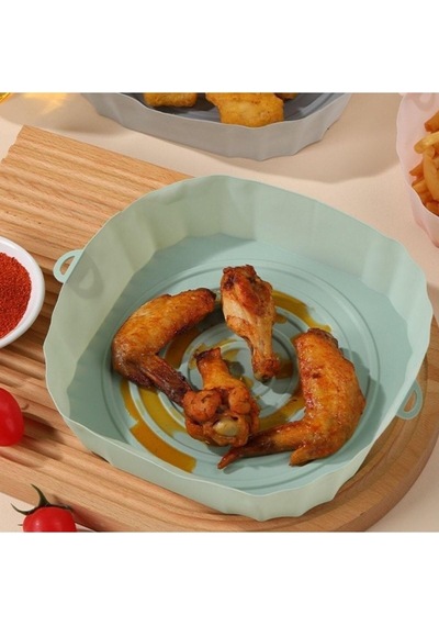 Tr Renkli Isıya Dayanıklı Yıkanılabilir Silikon -airfryer Kare Model Pişirme Matı 20 Cm