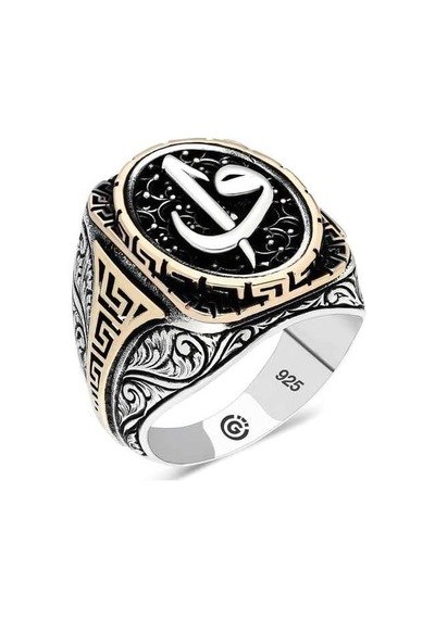 T6487 Gümüş Elif Vav Oval Erkek Yüzük 22