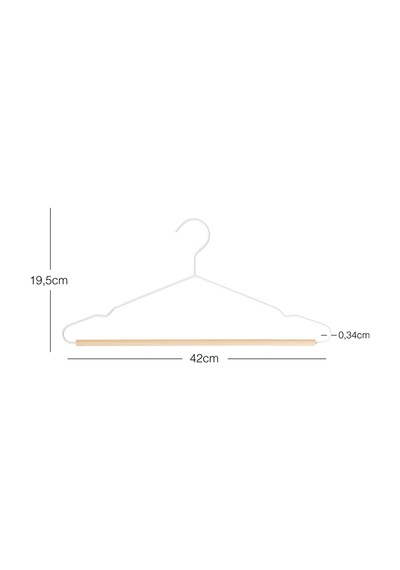 Ocean Home Textile 6'lı Ahşap Destekli Ekru Renk Metal Giysi Askısı 19.5 X 42 X 0.34 Cm