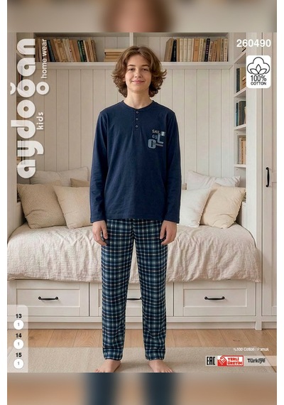 Aydoğan Genç Erkek İnterlok Lacivert Reha Pijama Takımı 0490