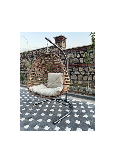 Rattan Tek Kişilik Salıncak Krem Rattan Tek Kişilik Salıncak Krem