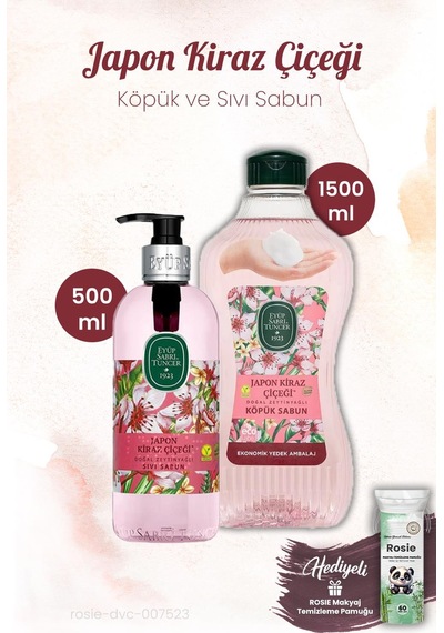 Japon Kiraz Çiçeği Sıvı 500 Ml Ve Köpük Sabun 1500 Ml, Rosıe