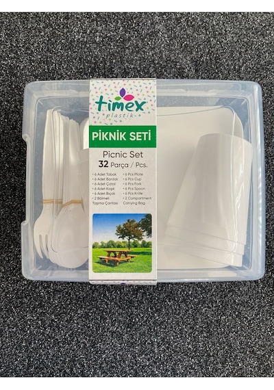 Timex Piknik Seti 6 Kişilik 32 Parça Gri