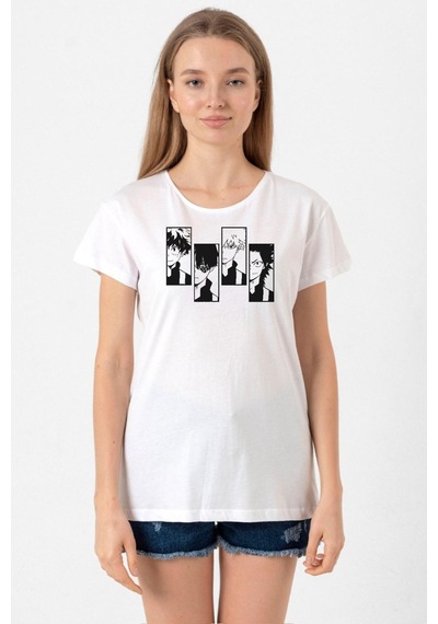 My Hero Anime Class 1a Boys Beyaz Kadın Bisikletyaka Tshirt 001