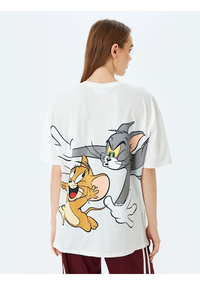 Koton Tom Ve Jerry Lisanslı Arkası Baskılı Oversize Tişört Ekru 5sal10268ık Ekru Koton Tom Ve Jerry Lisanslı Arkası Baskılı Oversize Tişört Ekru 5sal10268ık Ekru
