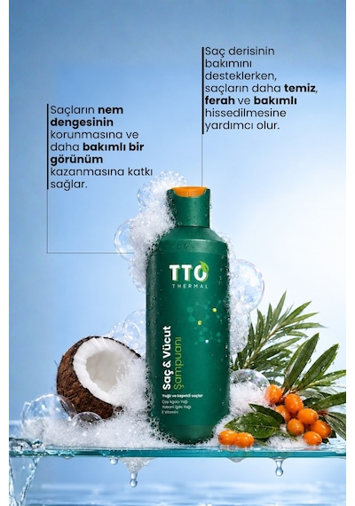 Tto Saç Ve Vücut Şampuanı 500 Ml Yeşil Çay Ağacı Yağı / Tea Tree Oıl
