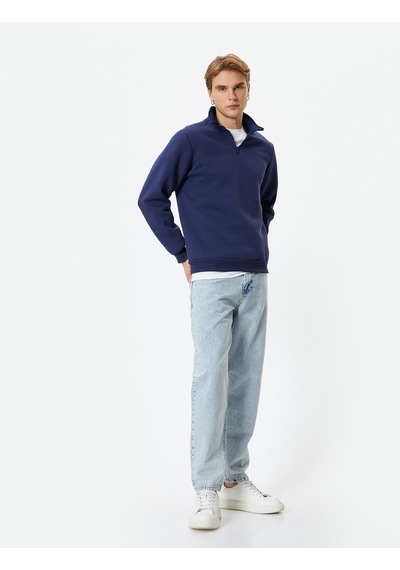 Koton Yarım Fermuarlı Sweatshirt Basic Dik Yaka Ribanalı Uzun Kollu Lacivert 4sam70002mk Lacivert Koton Yarım Fermuarlı Sweatshirt Basic Dik Yaka Ribanalı Uzun Kollu Lacivert 4sam70002mk Lacivert