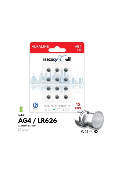 Lexroo 12 Adet Ag4 Lr626 Alkalin Düğme Pil 1,5v Saatler, Oyuncaklar, Araç Kumandaları