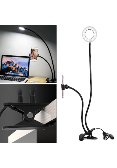 Telefon Tutucu Tripod Masa Lambası Youtuber Tripodu Usb-Led Işık