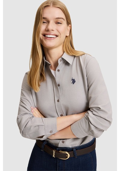 U.S. Polo Assn. Kadın Gri Uzun Kollu Basic Gömlek 50324791-vr024