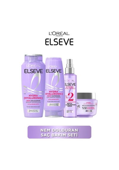Hydra Hyaluronic Nem İle Dolgunlaştıran Saç Bakım Seti - Şampuan & Saç Bakım Kremi & Serum & Maske pkthylnmlndrcscst-9283 Kuru