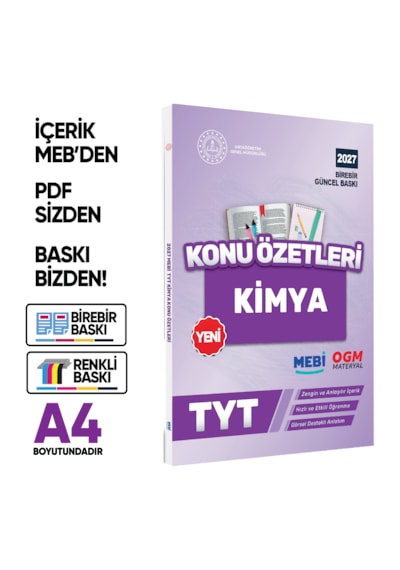 2027 Yks-tyt Mebi-ogm Pratik Konu Özet Kitap Seti Renkli A4 Boyut Görsel Destekli Baskı Ücreti