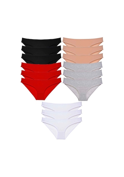 15 Adet Eko Set Likralı Kadın Slip Külot Çok Renkli Çok Renkli