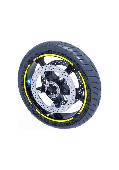 Floresan Sarı 4 Parçalı Kesikli Jant Şeridi Sticker Çınar Extreme