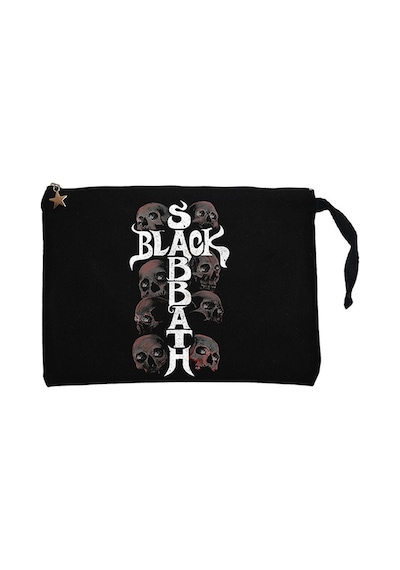 Black Sabbath Skull Siyah Clutch Astarlı Cüzdan / El Çantası Siyah