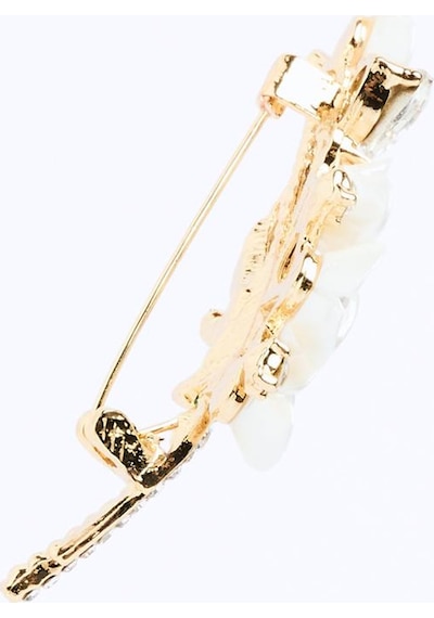 Jimmy Key Jimmy Key Beyaz Parlak Taşlı Çiçek Desenli Broş 6sw355697100