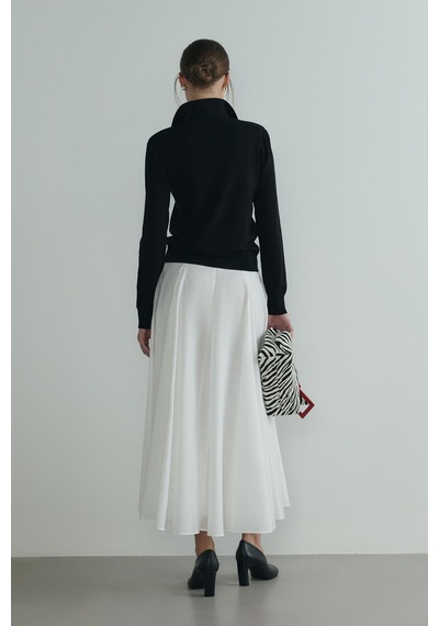 Suud Collection Beyaz Liza Kemerli Etek