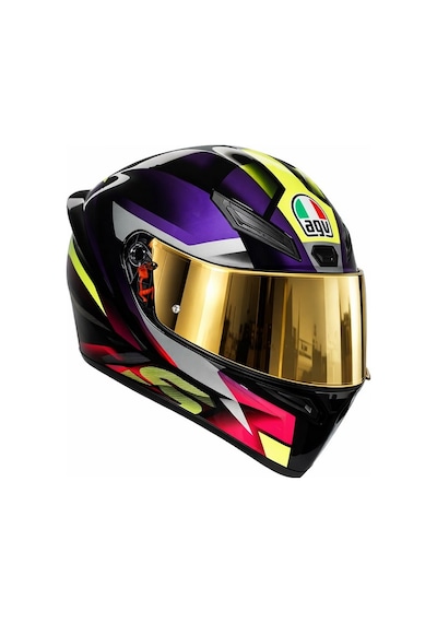 Agv K1 S E2206 Fastlap Black Purple Pınk M0196 Kask Gold Vizör Sarı