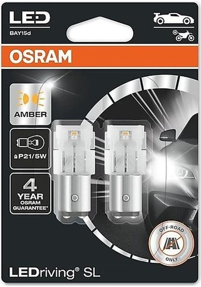 Çift Duy Sarı 1016 Led Stop Ampulü Ledriving P21/5w 12v 2 Li Set Osram 7528dyp-02b