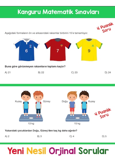 2. Sınıf Zihin Çalıştıran Eğlenceli Kanguru Matematik Soruları
