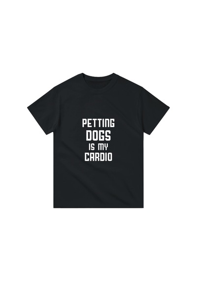 Paybuy Erkek Köpek Sevgisi Baskılı Tişört %100 Pamuk Kısa Kollu Yuvarlak Siyah